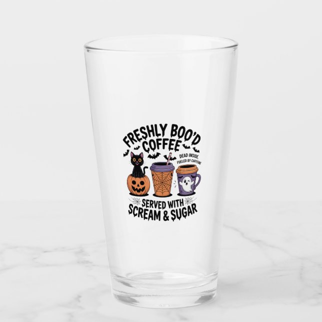 Freshly Boo'd Coffee Halloween Glass (Front)