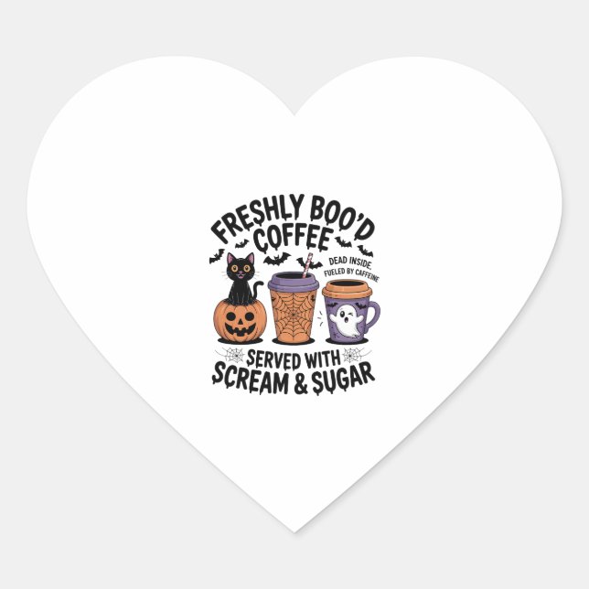 Freshly Boo'd Coffee Halloween Heart Sticker (Front)