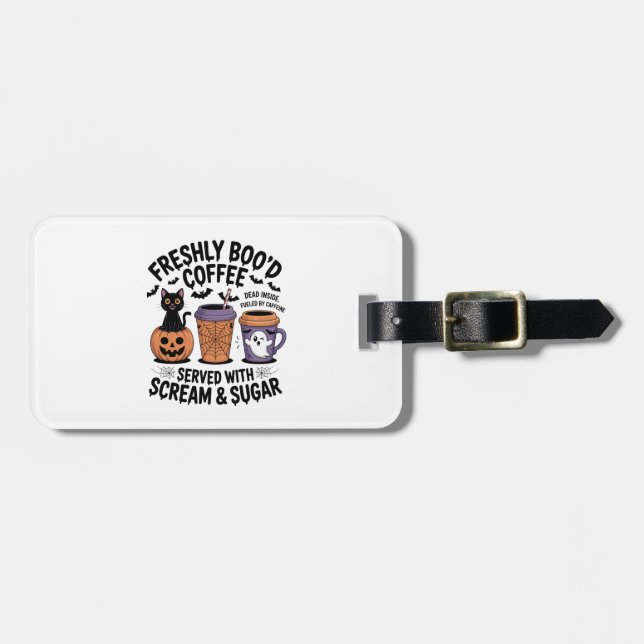 Freshly Boo'd Coffee Halloween Luggage Tag (Front Horizontal)