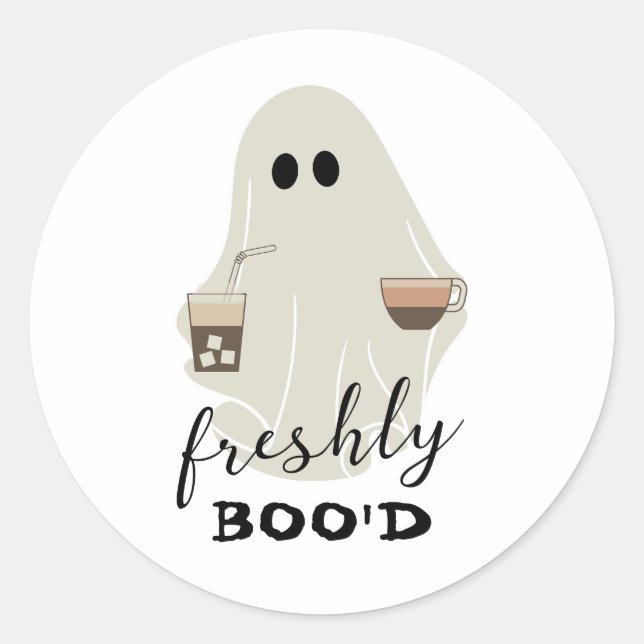 Freshly Boo'd | Halloween Cute Ghost Classic Round Sticker (Front)