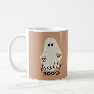 Freshly Boo'd   Halloween Cute Ghost Lovers Brown Coffee Mug