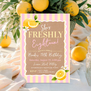 FRESHLY Eighteen Lemons Pink Yellow 18th Birthday Invitation