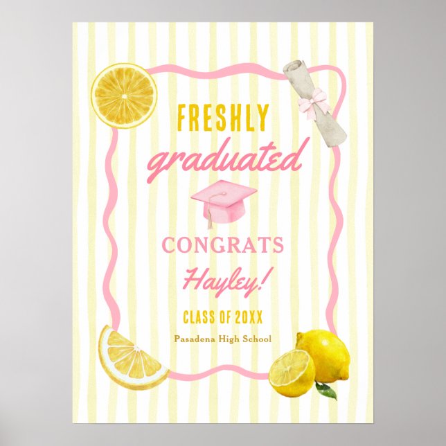 Freshly Graduated Grad Party Printable Welcome Poster (Front)