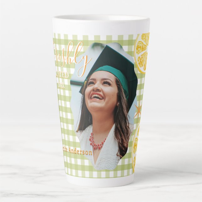 Freshly Graduated Lemon Gingaham  Latte Mug (Front)