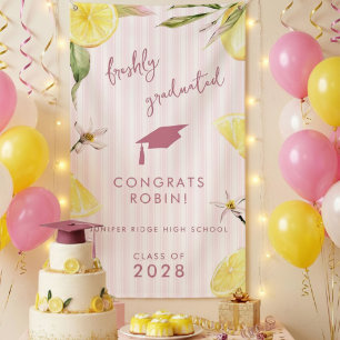 Freshly Graduated Lemon Graduation Party Banner