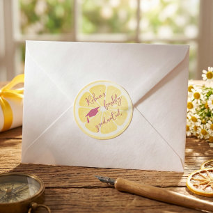 Freshly Graduated Lemon Pink Graduation Cap Classic Round Sticker