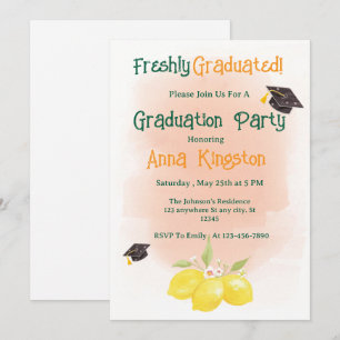 Freshly Graduated Lemon Pink Graduation Invitation
