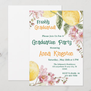 Freshly Graduated Lemon Pink Graduation Invitation
