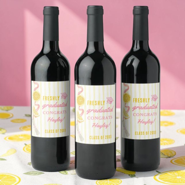 Freshly Graduated Lemonade Graduation Favour Wine Label (Creator Uploaded)