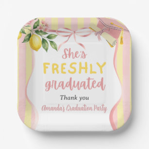 Freshly Graduated Lemonade Lemon Graduation Party Paper Plate