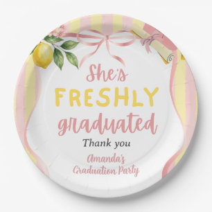 Freshly Graduated Lemonade Lemon Graduation Party Paper Plate