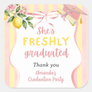 Freshly Graduated Lemonade Lemon Graduation Party Square Sticker