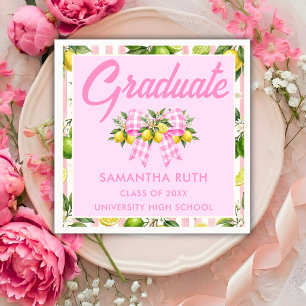 Freshly Graduated Pink Lemon Graduation Napkin