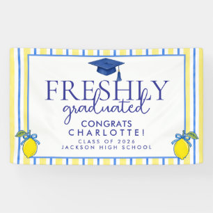 Freshly Graduated Watercolor Lemon Graduation Banner