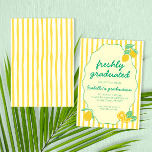 Freshly Graduated Yellow Lemon Citrus Graduation Invitation