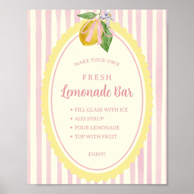 Freshly Lemonade Bar Menu Poster (Front)