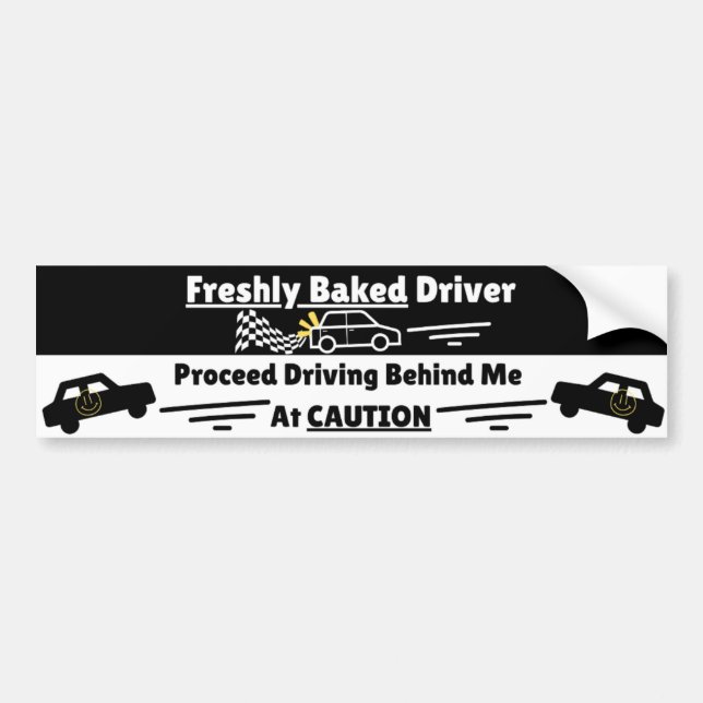 Freshly (New) Driver Cautionary Funny Warning Bumper Sticker (Front)