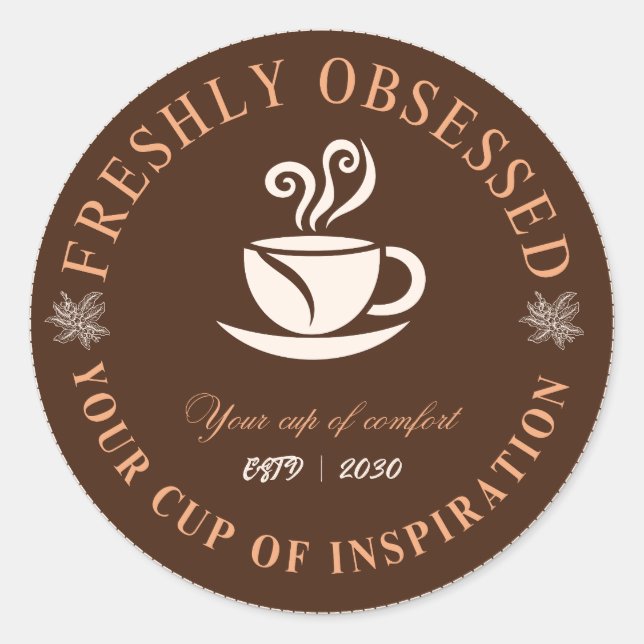 Freshly Obsessed Coffee Cup Sticker (Front)