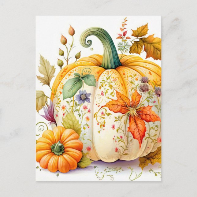 Freshly Picked Fall Harvested Pumpkin Postcard (Front)