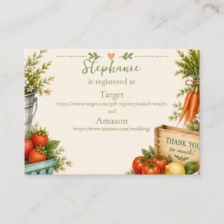 Freshly Picked Farmers Market Bridal Registry Enclosure Card