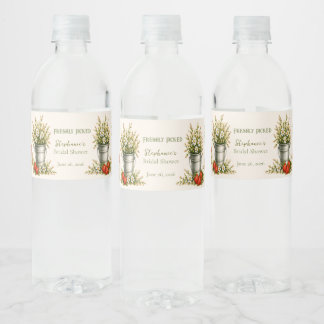 Freshly Picked Farmers Market Bridal Shower Water Bottle Label