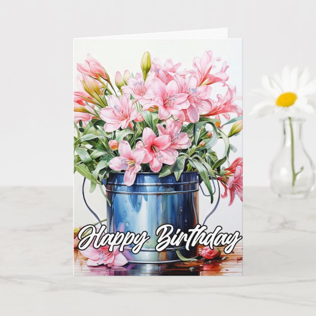 Freshly Picked Lily Flower Illustration Card (Small Plant)