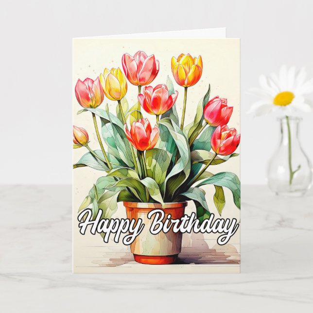Freshly Picked Tulip Flowers Card (Small Plant)
