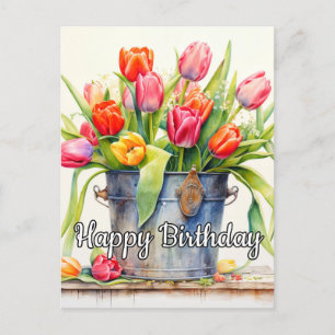 Freshly Picked Tulip Flowers Postcard