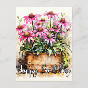 Freshly Planted Aster Flower Illustration Postcard