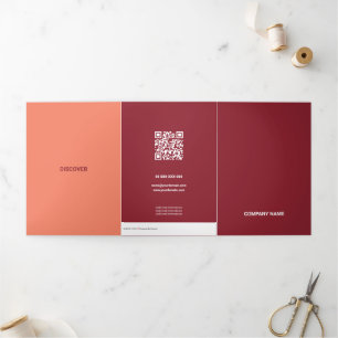 Freshly Red Tone Squared Off Qr Code Tri-Fold Card