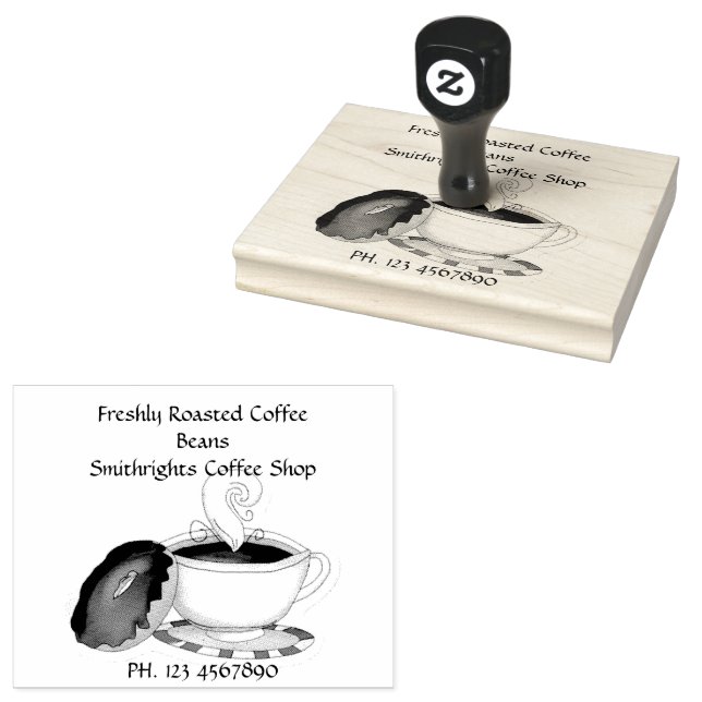 Freshly Roasted Coffee Beans Rubber Stamp (Stamped)