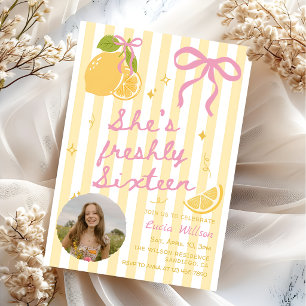 FRESHLY Sixteen Lemons Pink & Yellow 16th Birthday Invitation