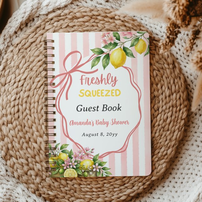 Freshly Squeezed Lemon Bow Lemon Baby Shower Guest Notebook (Creator Uploaded)