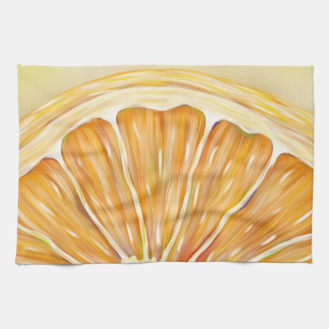 "Freshly squeezed" orange slice kitchen towel (Horizontal)