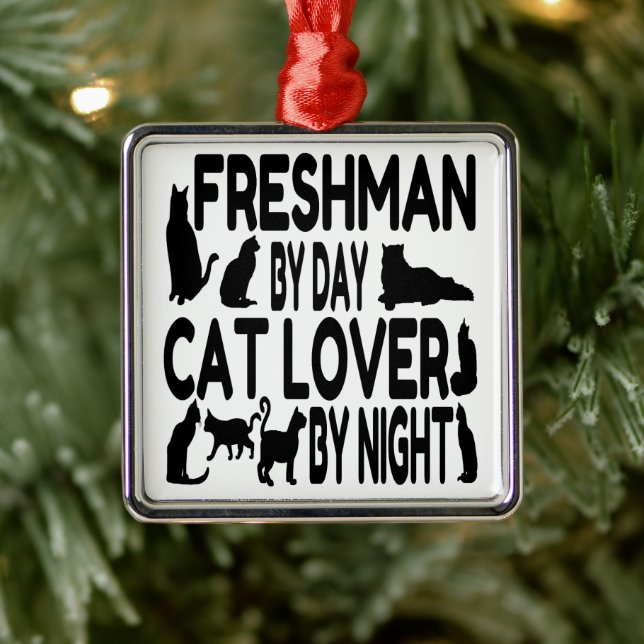 Freshman Cat Lover Metal Ornament (Tree)
