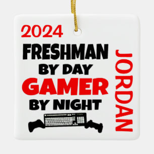 Freshman Loves Playing Video Games Ceramic Ornament