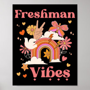 Freshman vibes school groovy retro 9th grade boho poster