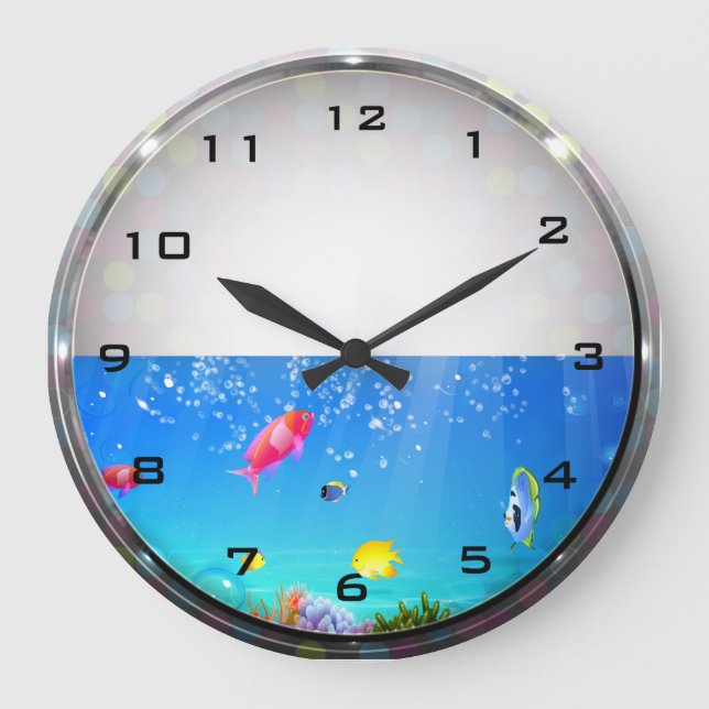 Freshwater Fish Aquarium Wall Clock (Front)