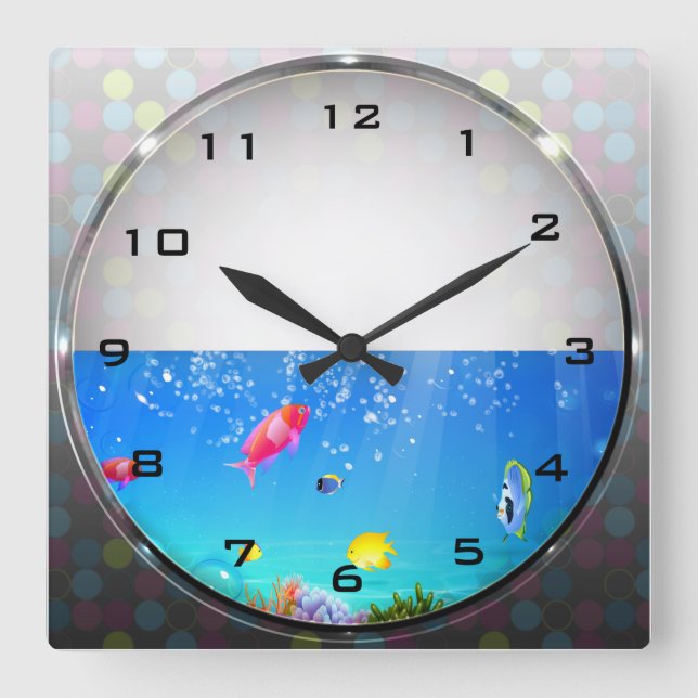 Freshwater Fish Aquarium Wall Clock (Front)