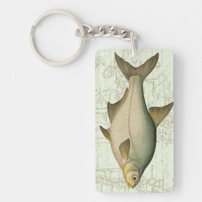 Freshwater Fish on Map Key Ring (Front)