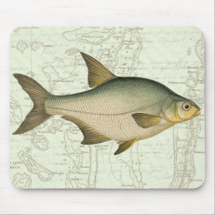 Freshwater Fish on Map Mouse Pad