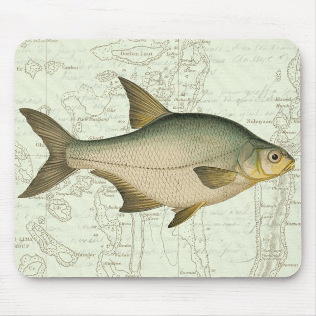 Freshwater Fish on Map Mouse Pad (Front)
