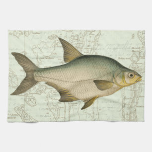 Freshwater Fish on Map Tea Towel