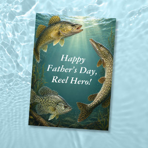 Freshwater Fish Reel Hero Fishing Father’s Day Card