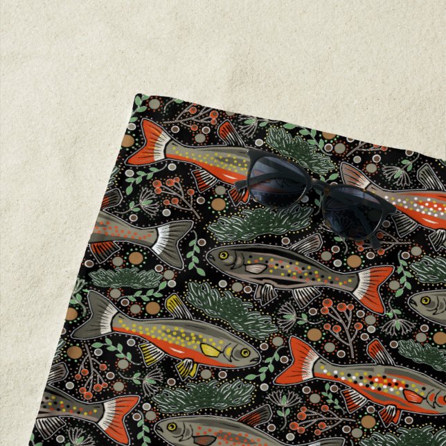 Freshwater Fish, Stylish Design, Trout, Fishing Beach Towel (In Situ)