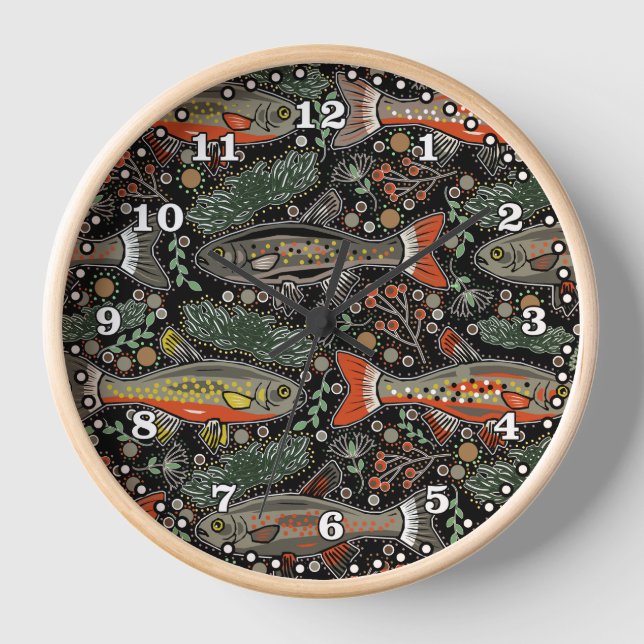 Freshwater Fish, Stylish Design, Trout, Fishing Clock (Front)