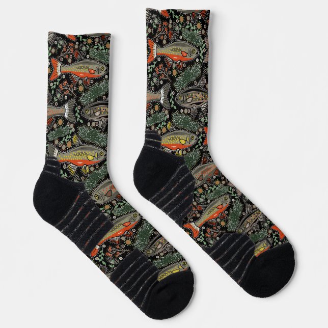 Freshwater Fish, Stylish Design, Trout, Fishing Socks (Right)