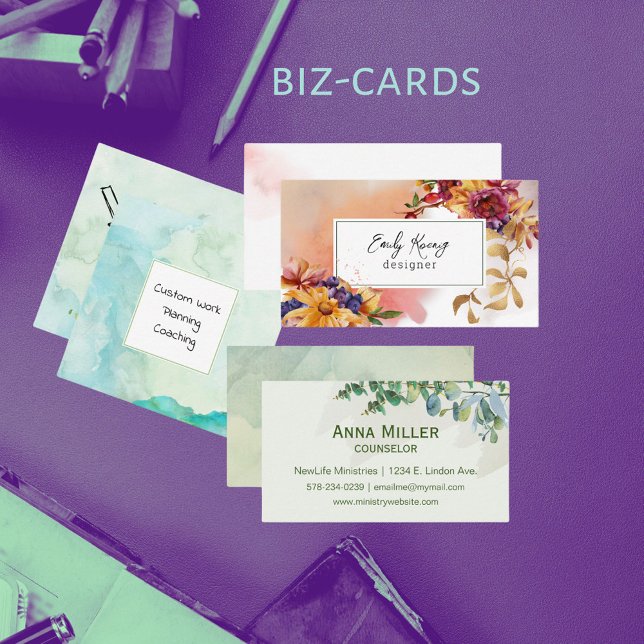 Freshy Water Colour Contemporary Square Business Card (Creator Uploaded)