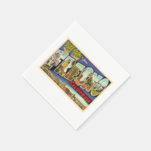 Fresno California CA Vintage Large Letter Postcard Napkin