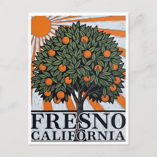 Fresno California Central Valley Postcard (Front)